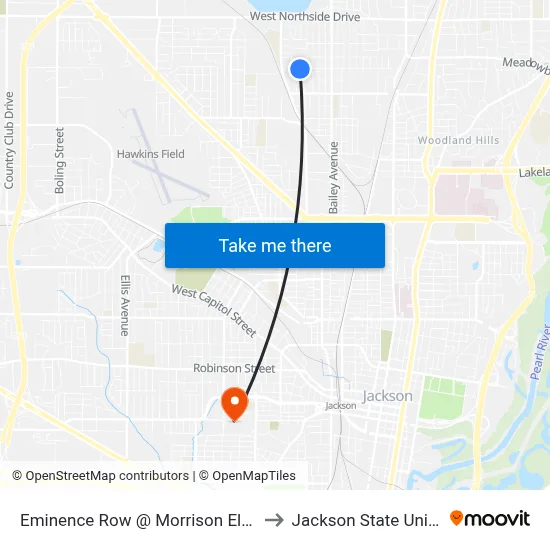 Eminence Row @ Morrison Elementary to Jackson State University map