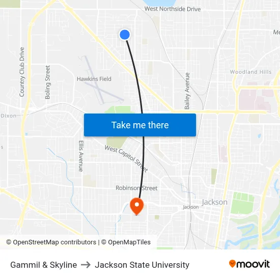 Gammil & Skyline to Jackson State University map
