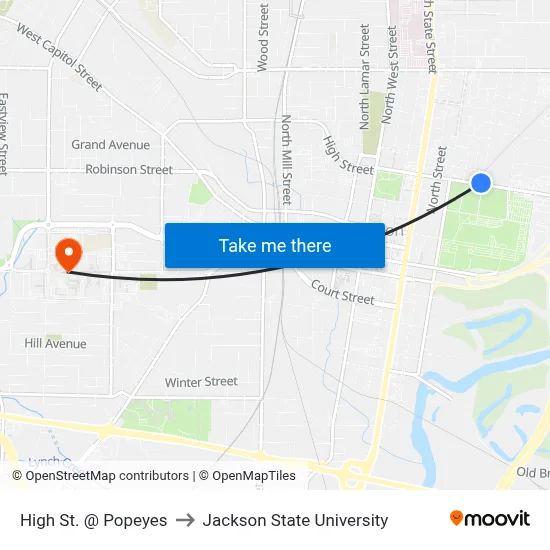 High St. @ Popeyes to Jackson State University map