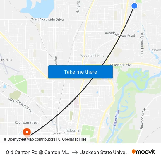 Old Canton Rd @ Canton Market to Jackson State University map