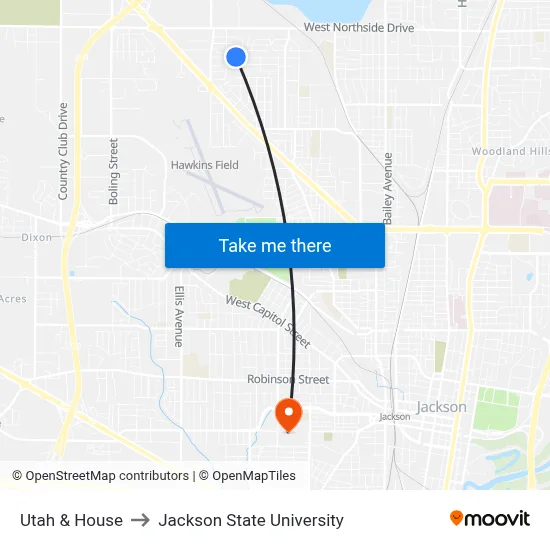 Utah & House to Jackson State University map
