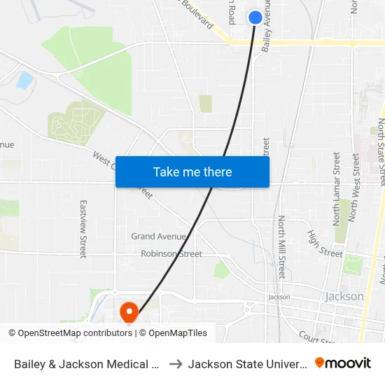Bailey & Jackson Medical Mall to Jackson State University map