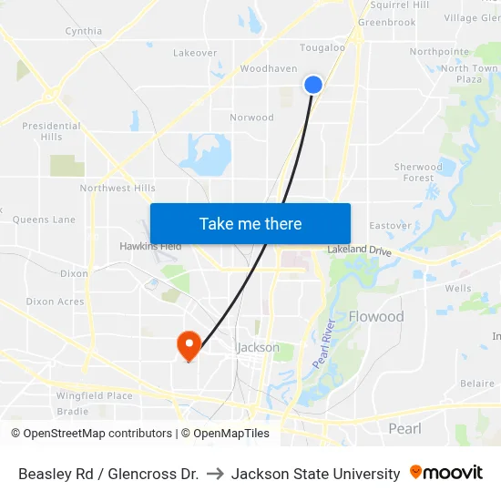 Beasley Rd / Glencross Dr. to Jackson State University map