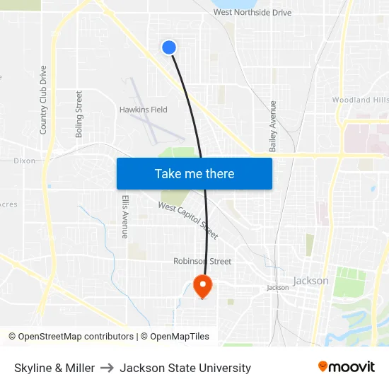 Skyline & Miller to Jackson State University map