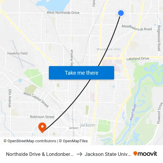 Northside Drive & Londonberry Road to Jackson State University map