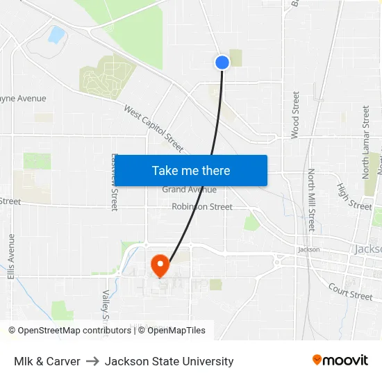 Mlk & Carver to Jackson State University map