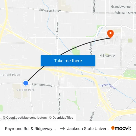 Raymond Rd. & Ridgeway Apts. to Jackson State University map