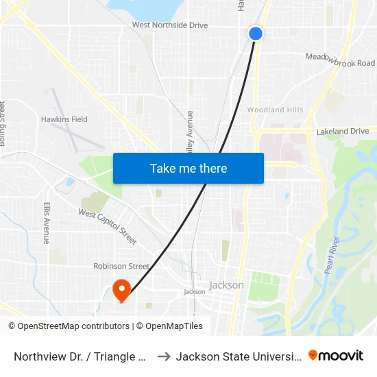 Northview Dr. / Triangle Dr. to Jackson State University map