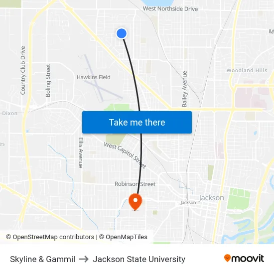 Skyline & Gammil to Jackson State University map