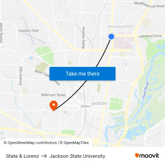 State & Lorenz to Jackson State University map