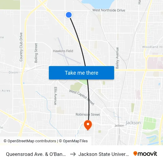 Queensroad Ave. & O'Bannon to Jackson State University map