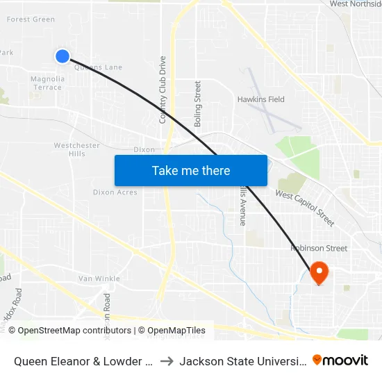 Queen Eleanor & Lowder Dr to Jackson State University map