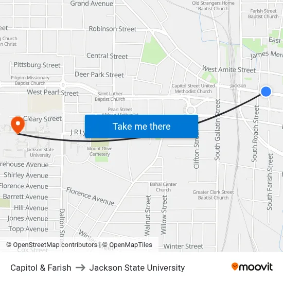 Capitol & Farish to Jackson State University map
