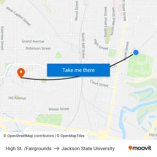 High St. /Fairgrounds to Jackson State University map