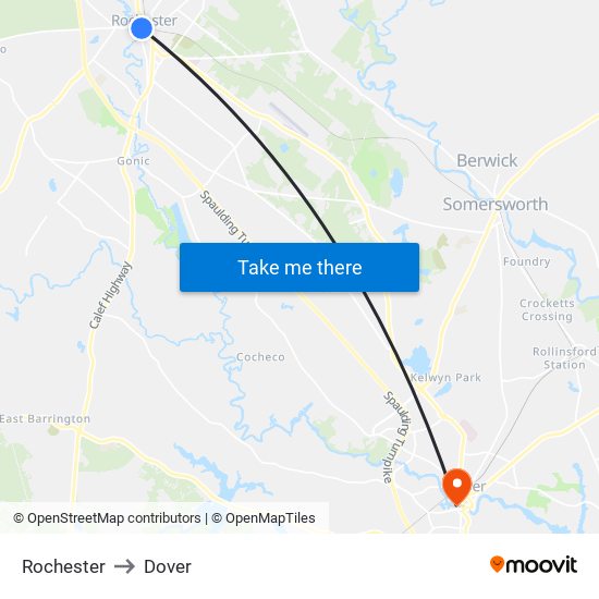 Rochester to Dover map