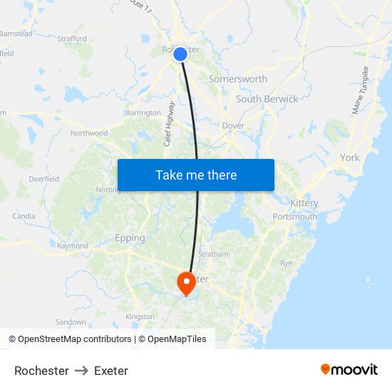 Rochester to Exeter map