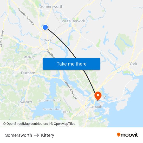 Somersworth to Kittery map