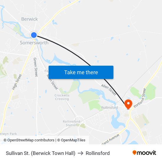 Sullivan St. (Berwick Town Hall) to Rollinsford map