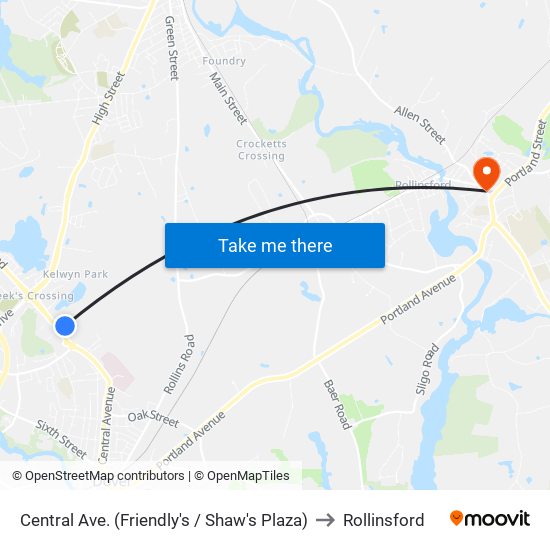 Central Ave. (Friendly's / Shaw's Plaza) to Rollinsford map
