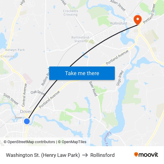 Washington St. (Henry Law Park) to Rollinsford map