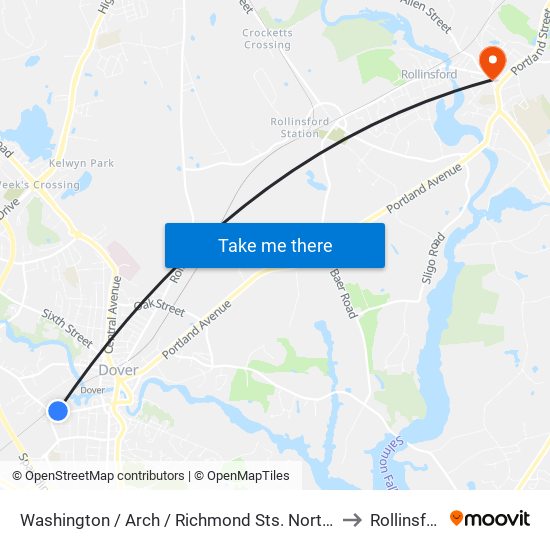 Washington / Arch / Richmond Sts. Northbound to Rollinsford map