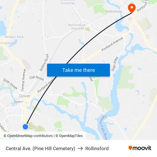 Central Ave. (Pine Hill Cemetery) to Rollinsford map