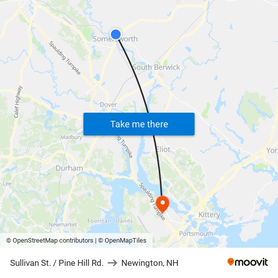 Sullivan St. / Pine Hill Rd. to Newington, NH map