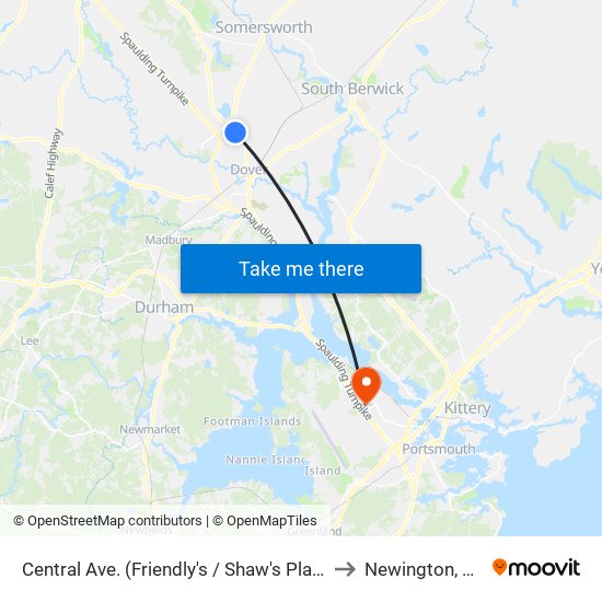 Central Ave. (Friendly's / Shaw's Plaza) to Newington, NH map