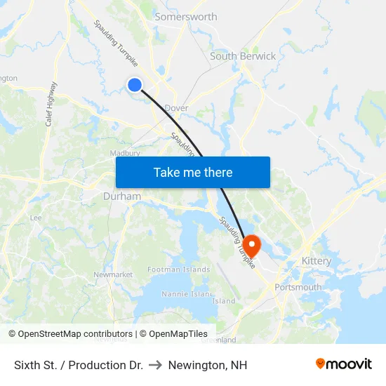 Sixth St. / Production Dr. to Newington, NH map
