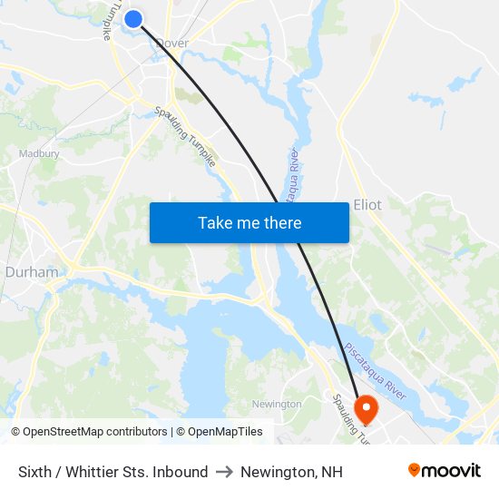 Sixth / Whittier Sts. Inbound to Newington, NH map