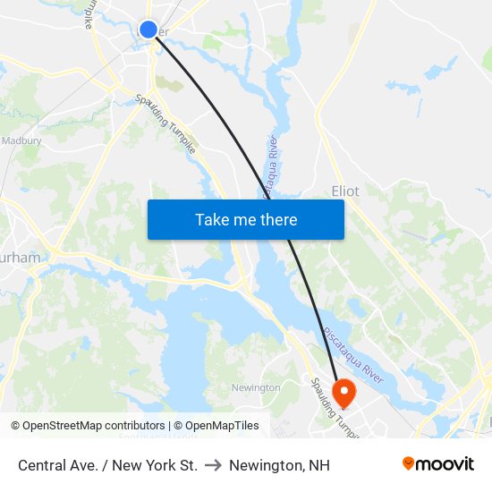 Central Ave. / New York St. to Newington, NH map