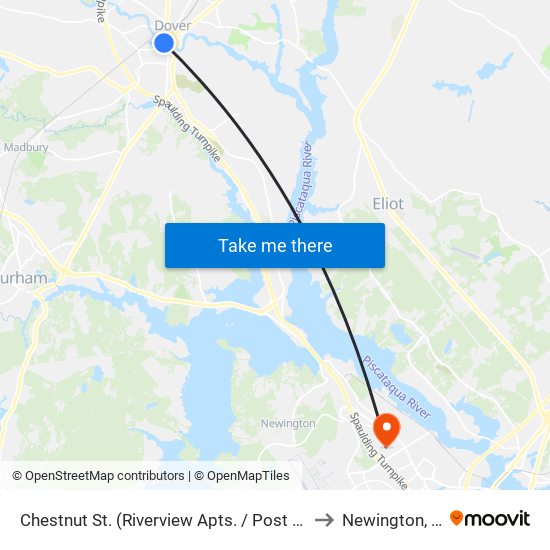 Chestnut St. (Riverview Apts. / Post Office) to Newington, NH map