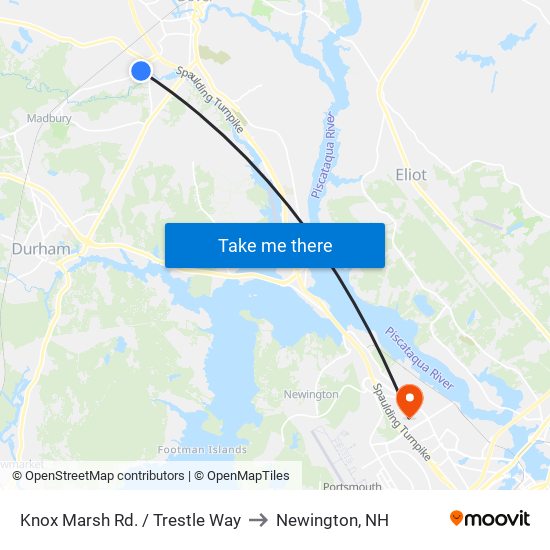 Knox Marsh Rd. / Trestle Way to Newington, NH map