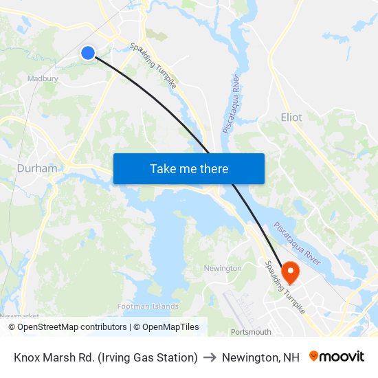 Knox Marsh Rd. (Irving Gas Station) to Newington, NH map