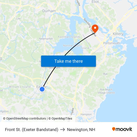 Front St. (Exeter Bandstand) to Newington, NH map