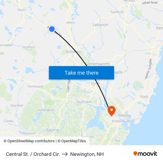 Central St. / Orchard Cir. to Newington, NH map