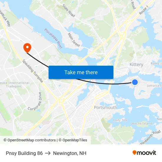 Pnsy Building 86 to Newington, NH map