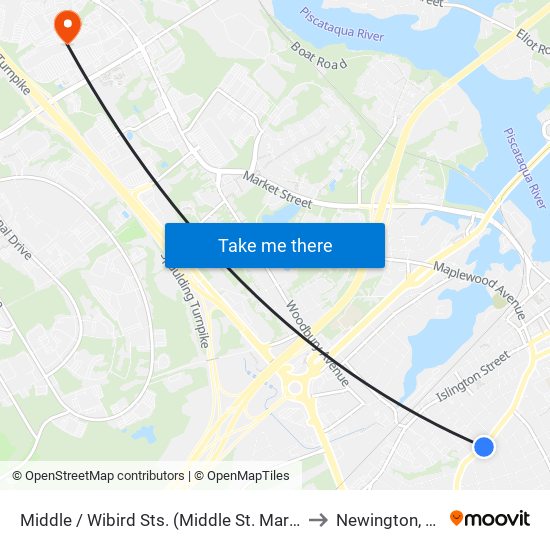 Middle / Wibird Sts. (Middle St. Market) to Newington, NH map