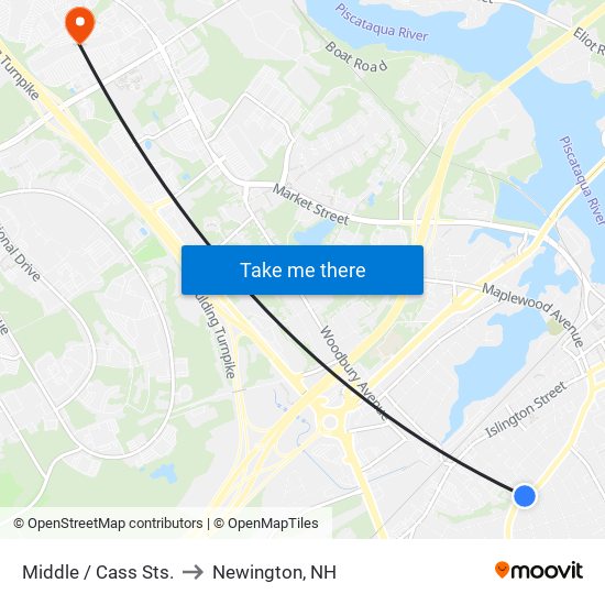 Middle / Cass Sts. to Newington, NH map