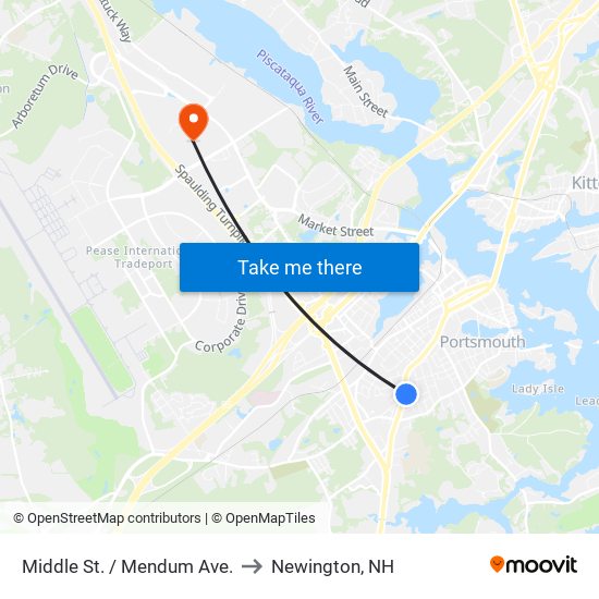 Middle St. / Mendum Ave. to Newington, NH map