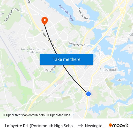 Lafayette Rd. (Portsmouth High School) Inbound to Newington, NH map