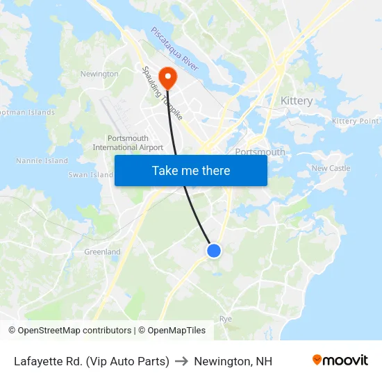 Lafayette Rd. (Vip Auto Parts) to Newington, NH map