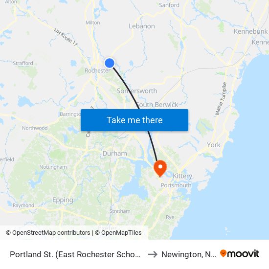 Portland St. (East Rochester School) to Newington, NH map