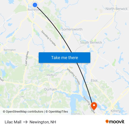 Lilac Mall to Newington, NH map