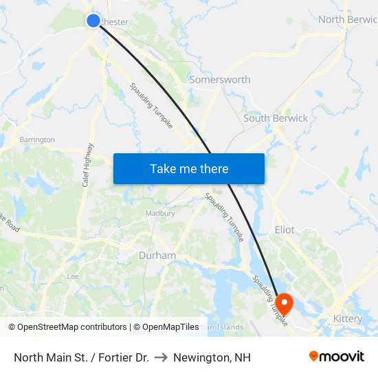 North Main St. / Fortier Dr. to Newington, NH map