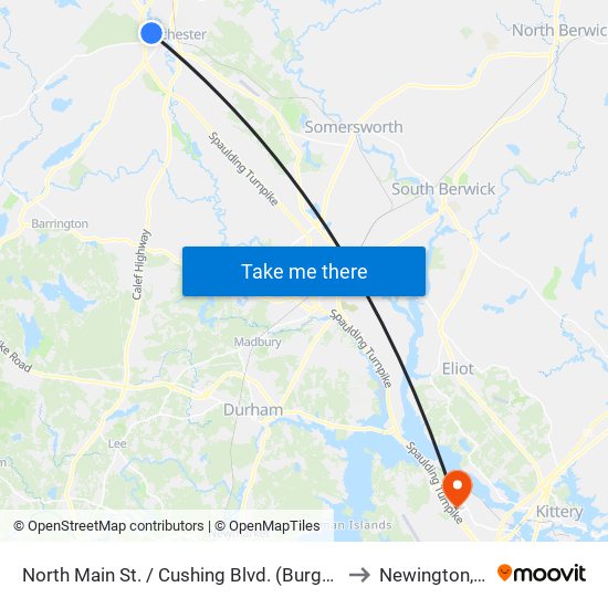 North Main St. / Cushing Blvd. (Burger King) to Newington, NH map