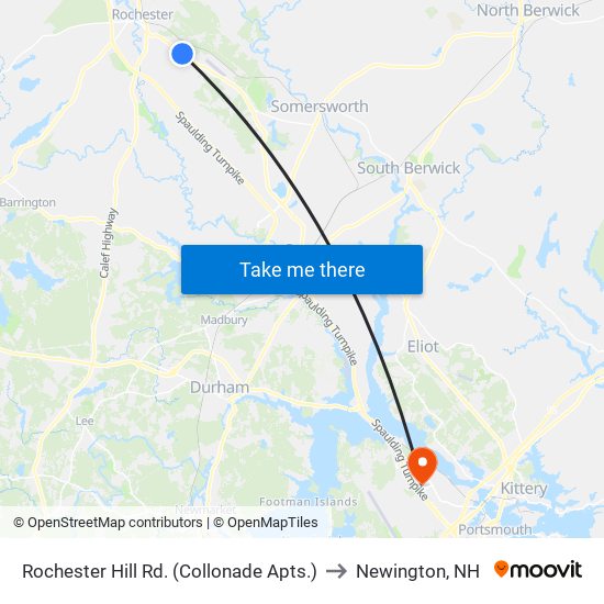 Rochester Hill Rd. (Collonade Apts.) to Newington, NH map