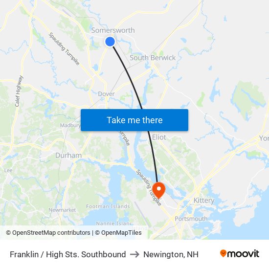 Franklin / High Sts. Southbound to Newington, NH map