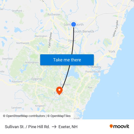 Sullivan St. / Pine Hill Rd. to Exeter, NH map