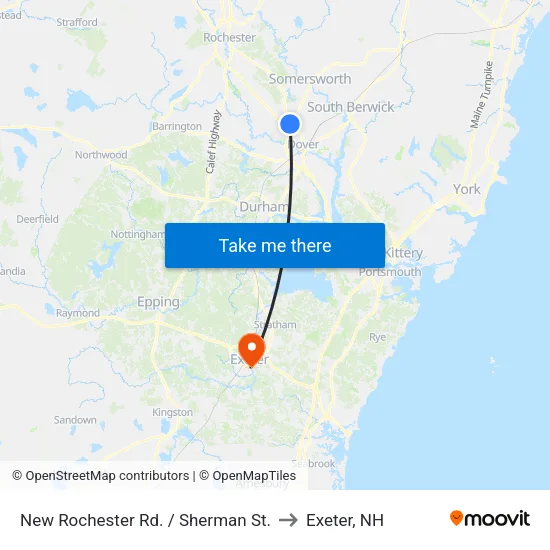 New Rochester Rd. / Sherman St. to Exeter, NH map